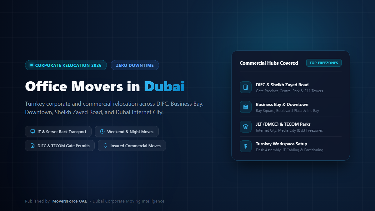 Office Movers in Dubai: Corporate Relocation Guide for DIFC, Business Bay & Sheikh Zayed Road